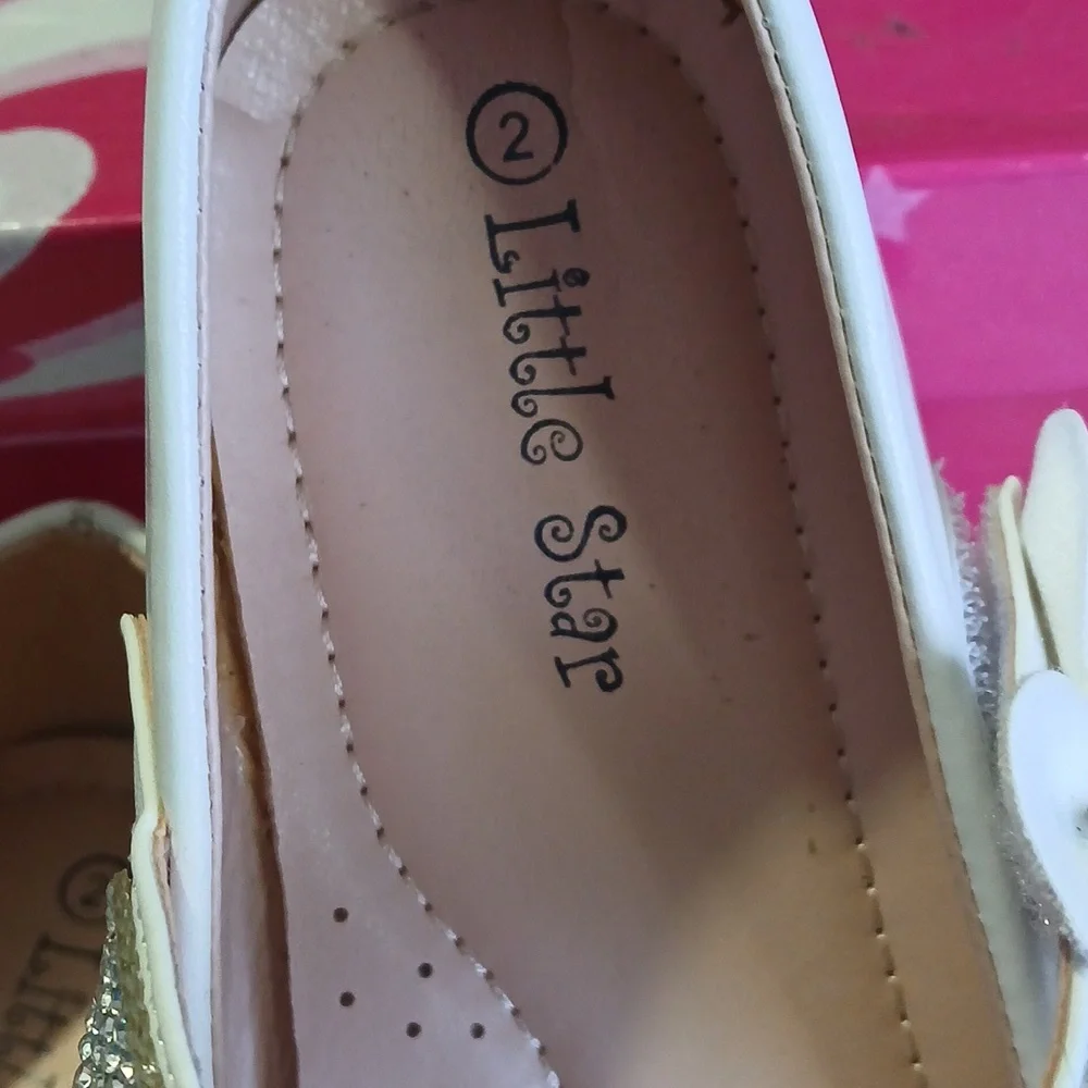 White Kids Shoes with Silver Strap